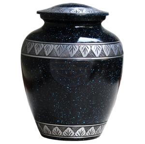 Urne funéraire pour adulte de taille moyenne, en métal, avec gravure de feuille et design incurvé, pour cendres, à prix abordable, dernières urnes funéraires de style américain - Product Image 1