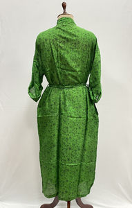 Bata de Novia Ligera de Seda para Mujer, Ropa de Dormir Larga, Kimono de Seda Reciclada Estilo Sari Indio Vintage con Logo Frontal, Verano - Product Image 3