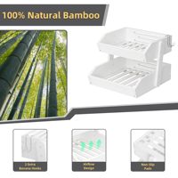 Étagère à fruits en bois à 2 niveaux, organisateur de comptoir de cuisine, support de rangement pour légumes avec porte-bananes, étagère de présentation pour la maison