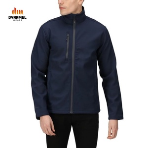 Veste Softshell Homme Bleu Marine Foncé Tendance Imperméable Longue pour l'Extérieur Personnalisable avec Logo Fermeture Éclair Respirante - Product Image 3