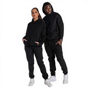 Ensemble de survêtement 2 pièces personnalisé unisexe pour hommes, sweat à capuche ajusté et pantalon de jogging, vêtements de sport en gros - Product Image 2