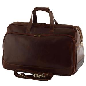 กระเป๋าเดินทางหนังแท้ Explorer รุ่นวินเทจ สำหรับเดินทางช่วงสุดสัปดาห์  แบบ Unisex พกพาสะดวก ความจุขนาดใหญ่ (36-55 ลิตร) ทนทาน เหมาะสำหรับกิจกรรมกลางแจ้ง - Product Image 4