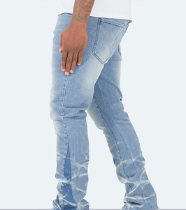 Pantalones Vaqueros Acampanados Personalizados al por Mayor, Estilo Urbano, Lisos, Holgados, Desgastados, Vintage, con Ondas, para Hombre, Talla OEM - Product Image 5