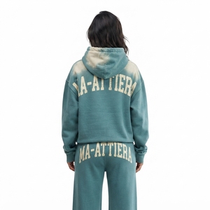 Conjunto de Sudadera con Capucha Extra Grande y Pantalones Anchos de Felpa para Mujer, Ropa Deportiva Informal de Algodón, OEM ODM - Product Image 2