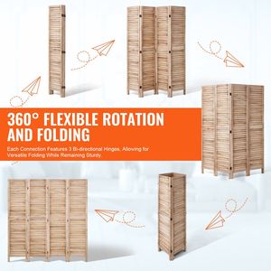 Divisor de Habitaciones Portátil de Madera de 4 Paneles y 66.9 Pulgadas de Alto, Biombo de Privacidad con Rejillas para Interiores, Partición Plegable de Madera Decorativa - Product Image 3