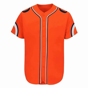 Maillot de baseball orange personnalisé pour homme, manches courtes, respirant, en polyester, uniforme pour adulte, toutes saisons, impression sublimée - Product Image 1