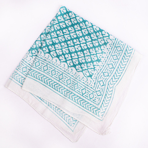 Cotton <b>Square</b> Bandana Geometric Pattern Blue White Casual Summer <b>Scarf</b> Breathable Lightweight Wrap - Product Image 5