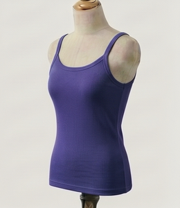 <b>Women's</b> Purple Sleeveless <b>Tank</b> <b>Top</b> O-Neck Solid Color <b>Knitted</b> Casual Wear Breathable - Product Image 3