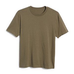 Men's Olive Green Short Sleeve O-Neck Casual Knitted T-Shirt Solid Color Blank Design 100% Merino <b>Wool</b> Eco-Friendly Jersey - Product Image 4