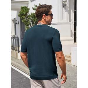 2025 hommes été Golf pour polos coupe ajustée à manches courtes évider hauts en coton Anti-rides techniques sombres - Product Image 5