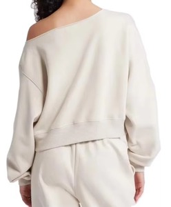 Sudadera Oversize de Mujer con Hombros Descubiertos, Manga Larga, Tejido Asimétrico, Color Sólido, Algodón Transpirable, Ropa de Otoño - Product Image 6