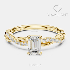 Bague de fiançailles en or blanc 14 carats avec diamant de laboratoire certifié IGI, taille émeraude 0,50 carat, bijoux fins - Product Image 5