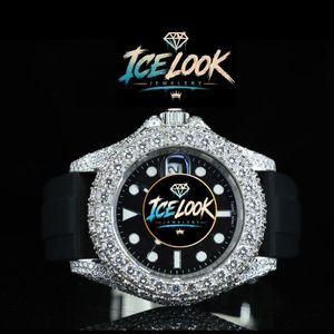 นาฬิกาข้อมือแฟชั่นหรูหรา Ice Look Luminous ดีไซน์กลไก ประดับเพชรโมอิสซาไนต์ หน้าปัดทรงกลม สายสแตนเลสสตีลขนาด 20 มม. สำหรับผู้ชาย - Product Image 5