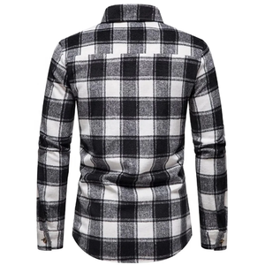Chemises habillées en flanelle unie à manches longues pour hommes de haute qualité, col montant formel, 100 % coton, doublure matelassée, 140 g, coupe oversize - Product Image 3