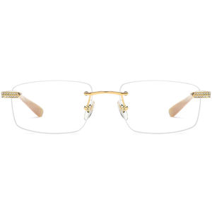Gafas Rectangulares Sin Montura, Marco Dorado, Lentes Anti-Reflejantes, Unisex, Diseño Ligero para Uso Diario - Product Image 1
