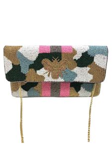 Pochette enveloppe bohème en jute à franges, ornée de pierres rouges, de perles et de paillettes, sac de soirée, sac à main tribal pour festival, portefeuille-bracelet pour femme - Product Image 2