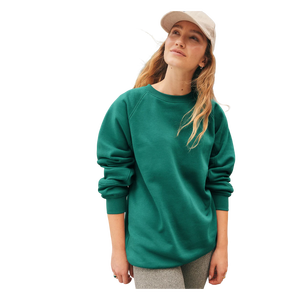 Sweat-shirt à col rond surdimensionné pour femmes, couleur unie, manches longues, 100% coton tricoté, style automne - Product Image 3