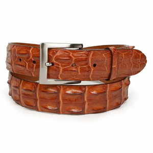 Ceinture Formelle Homme en Cuir Véritable Motif Crocodile Boucle Rectangulaire Argentée Style Moulé Monobloc Durable - Product Image 1