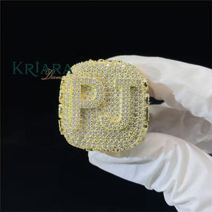 Men's Yellow 925 Silver <b>Gold</b> Plated Lab Grown Diamond <b>Ring</b> Round Brilliant Cut Hiphop Style Luxury <b>Cocktail</b> <b>Ring</b> Gift - Product Image 2