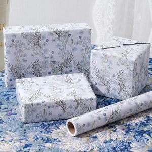 Rollo de Papel de Regalo Floral con Diseño de Mariposas y Flores en Acuarela Azul Claro, 17 Pulgadas x 16.5 Pies, para Decoraciones de Bodas y Fiestas - Product Image 2