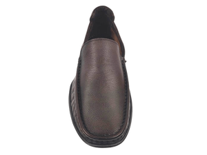 Mocasines de Cuero Genuino para Hombre, Punta Redonda, Entresuela Acolchada de EVA, Suela de Goma, para Oficina y Trabajo, Color Marrón Sólido - Product Image 5