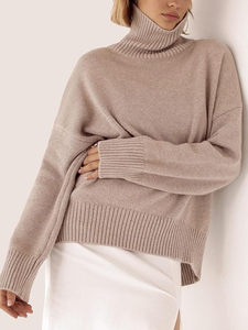 Suéter de Punto con Cuello Alto para Mujer, Cálido, Suave, de Manga Larga, Grueso, para Invierno, Cómodo, Informal, para Uso Diario, Producción Personalizada - Product Image 3