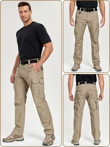 Pantalon cargo kaki pour homme, taille élastique, plusieurs poches, style workwear, tissu en polyester et coton, séchage rapide, printemps - Product Image 6