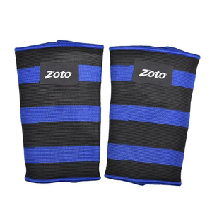 Genouillères de compression en tricot élastique à rayures rouges avec logo personnalisé pour la musculation et le soutien articulaire – Vente en gros - Product Image 4