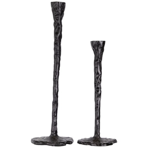 Industrial Cast Iron Taper Candle <b>Holder</b> Brutalist Style Wrought Iron <b>Candlestick</b> Antique Bronze Finish Metal Pillar Stand - Product Image 3
