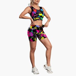 Conjunto de Yoga Personalizado al por Mayor para Mujer, 2 Piezas, Sujetador Deportivo, Leggings de Cintura Alta, Ropa Deportiva Estampada para Gimnasio, Traje a Juego para Entrenamiento, OEM - Product Image 6