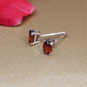 Natural Red <b>Garnet</b> Round Stud <b>Earrings</b> 925 Silver Handmade Gemstone Silver Plated For Women Wholesale Manufacturers Jewelry Gift - Product Image 3
