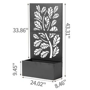 Jardinière en métal de 43 pouces de hauteur avec treillis, style mini, pour plantes grimpantes, légumes et pots de protection de gouttière - Product Image 1