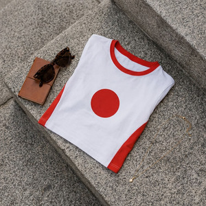 เสื้อยืดผ้าโพลีเอสเตอร์ผ้าสแปนเด็กซ์กันหลุดลายธงประเทศสำหรับ Y2K - Product Image 6