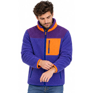 Chaqueta de forro polar Sherpa para hombre, color morado y naranja, con cuello alto y cremallera, para invierno. - Product Image 5