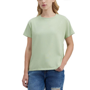 T-shirt en tricot tendance pour femmes, 100% coton, léger, confortable, respirant, vêtements décontractés d'été, style élégant pour les activités de plein air - Product Image 1
