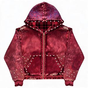 Sudadera con Capucha Negra para Hombre con Estampado de Palmeras al Atardecer en Neón, Corte Regular, Algodón French Terry, Ropa Casual de Verano, Diseño con Bolsillos - Product Image 3