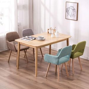 Modern Upholstered Fabric <b>Dining</b> <b>Armchair</b> with Natural Wood Legs, Comfortable Kitchen Accent Chair for <b>Dining</b> Room, Home Office - Product Image 4