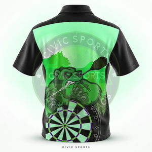 เสื้อเจอร์ซีย์แขนสั้นคุณภาพสูงแบบคอซิป สำหรับโบว์ลิ่งและทีมปาลูกดอก พร้อมโลโก้พิมพ์ลายแบบรีดร้อนตามสั่ง - Product Image 4