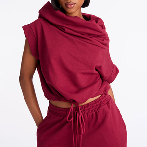 Custom Luxury 2-Piece Summer Yoga <b>Set</b> Hooded Jacket High Waist Flared Pants Breathable Eco-Friendly 100% Cotton Women Jogger <b>Set</b> - Product Image 4
