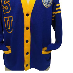 Cardigan personnalisé col en V pour sororité, décontracté, anti-plis, en laine/acrylique, pour l'hiver, vêtement d'intérieur, pull tricoté à manches longues avec ceinture à nouer - Product Image 6