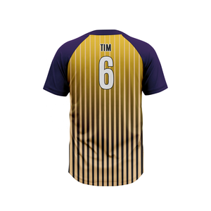 Giallo viola Baseball <span class=keywords><strong>2</strong></span> bottoni maglia Design trasferimento di calore Logo della squadra due in uno - Product Image 2