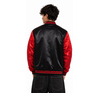Veste universitaire noire et rouge pour homme, broderie « God Bless The Real », streetwear, col rabattu, coupe classique, pour l'automne - Product Image 5