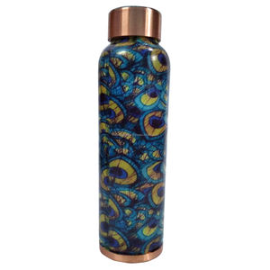Botella de Agua de Cobre Meena con Estampado de Pavo Real, Sin Uniones, Beneficios para la Salud, Alta Calidad, Precio Personalizado - Product Image 1