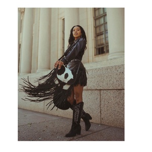 Bolso de Mano de Cuero Vacuno Personalizado con Pelo y Piel, Diseño Floral Solitario Vintage de Lujo para Niñas, Duradero, Ligero, 2L - Product Image 4