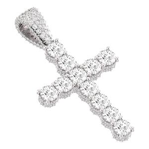 Colgante de cruz con diamantes cultivados en laboratorio de 0.25 quilates cada uno, forma redonda, completamente cubierto de diamantes cultivados en laboratorio, plata de ley 925 - Product Image 2