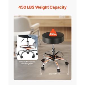 Chaise roulante avec repose-pieds, capacité de charge de 450 lb, roues, hauteur réglable, cuir PU épaissi, pour mobilier de salon - Product Image 3