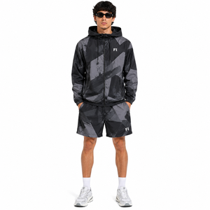 Chaquetas para hombre, conjuntos de sudadera con cremallera de nailon y pedrería personalizados, conjuntos de chaqueta cortavientos y pantalones cortos de estilo urbano para hombre, fabricante. - Product Image 1