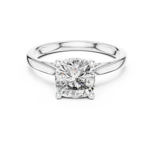 Anillo de compromiso unisex con diamante de laboratorio de dos quilates con corte cojín, oro macizo de dieciocho quilates, halo oculto, joyería de lujo para bodas y fiestas. - Product Image 5