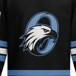 Men Black Blue Sublimated <b>Ice</b> Hockey Printable Polyester V Neck Jersey Long Sleeve Athletic Performance Sports Wear - Product Image 4