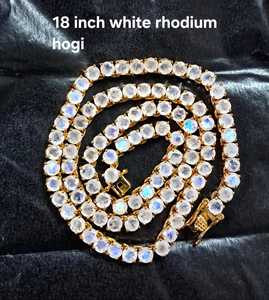 Piedra de luna azul brillante de 4x4 mm, chapada en oro de 18 quilates, plata de ley 925, estilo clásico con cuentas, para mujer, con engaste de garra azul brillante. - Product Image 3